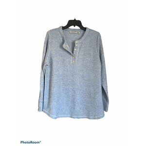 Soft Surroundings Long Sleeve 1/4 Snap Sweater Blue M